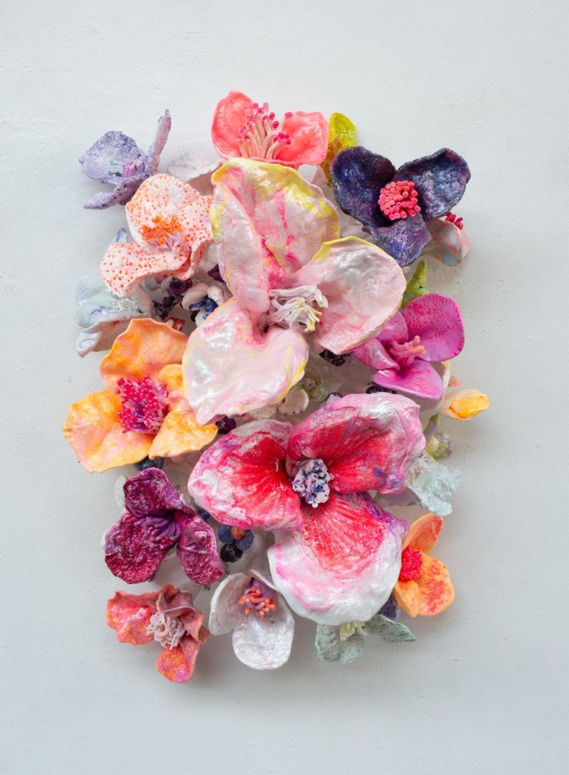 Stefan Gross - Flower Bonanza - Pink, Orange on White