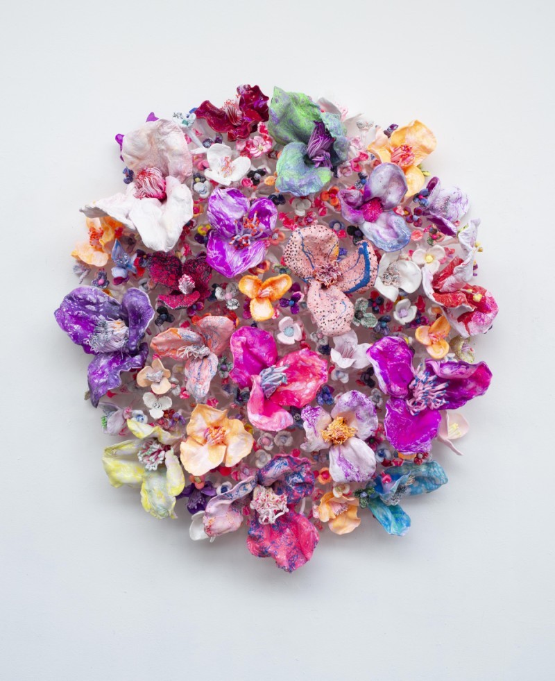 Stefan Gross - Flower Bonanza - 'Mirror' Pink on White
